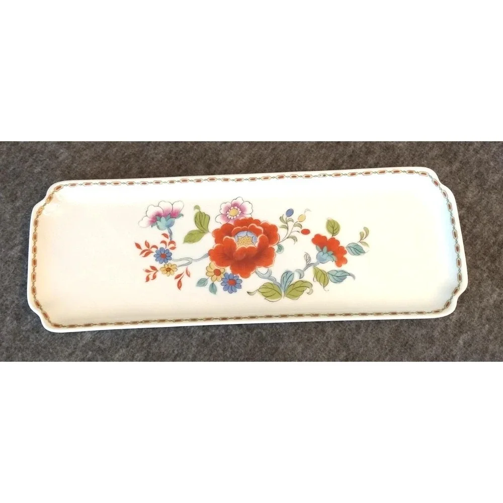 Limoges France Porcelain Vanity Tray LEC Chamart Handpainted Floral Trinket Dish